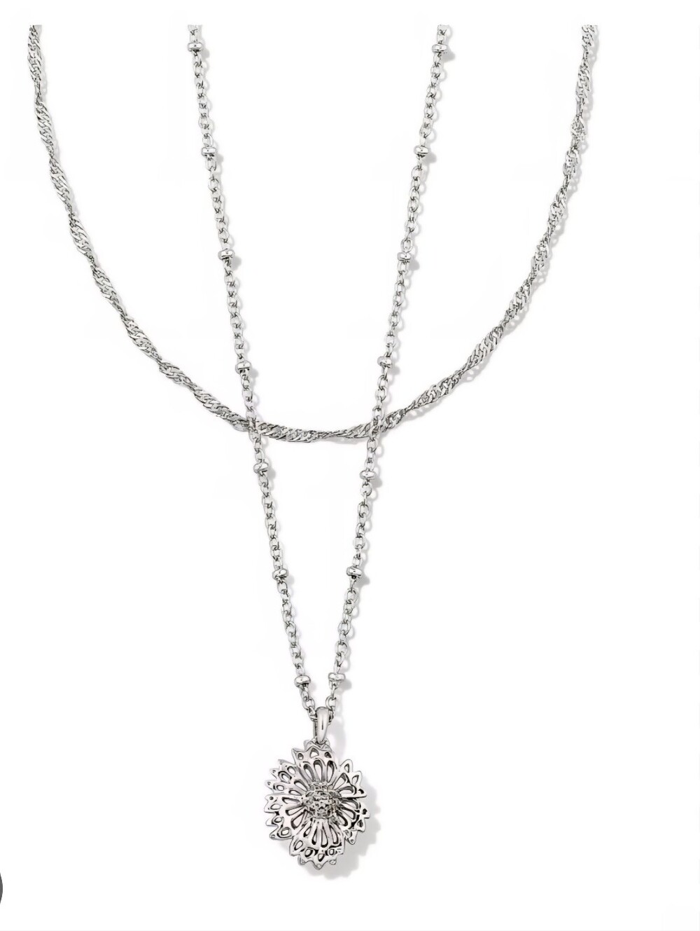 Kendra Scott Brielle Multi Strand Necklace Silver NWT